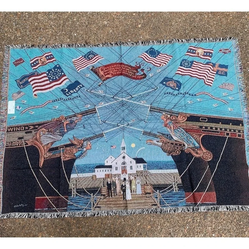 Charles Wysocki Antique Store Quilts Village‎ Home Woven Blanket Throw Tapestry